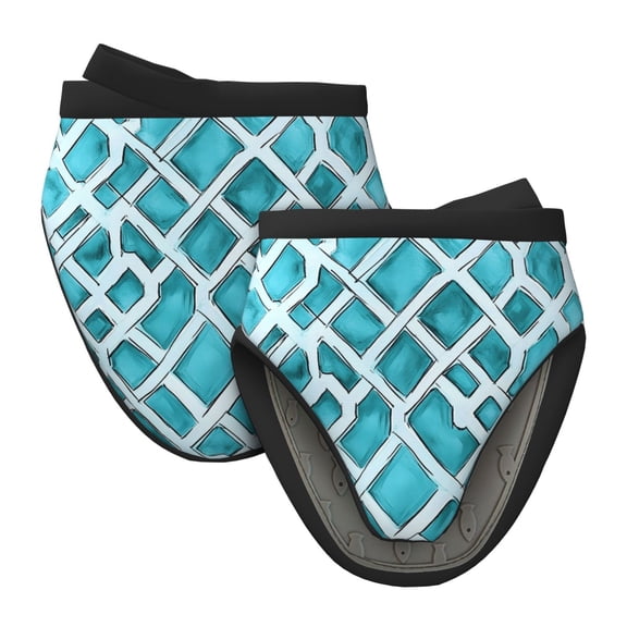 Non-Slip Mini Oven Mitts With Duck Beak Design Are Easy To Take Off And Wear And Easy To Hang For Oven Pot Tripod Barbecue Casserole Turquoise Moroccan Trellis Hand-Drawn Sketch_3 2pcs