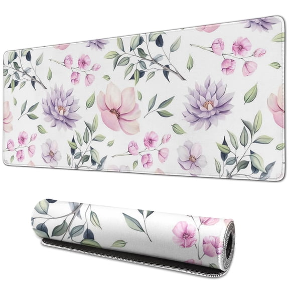 Non-Slip Mouse Pad with Mini Floral Flower Design - Rubber Base, Smooth Surface for Superior Tracking, Suitable for Office, Gaming & Home, Large 31.5x11.8 Inch - Enhance Your Productivity