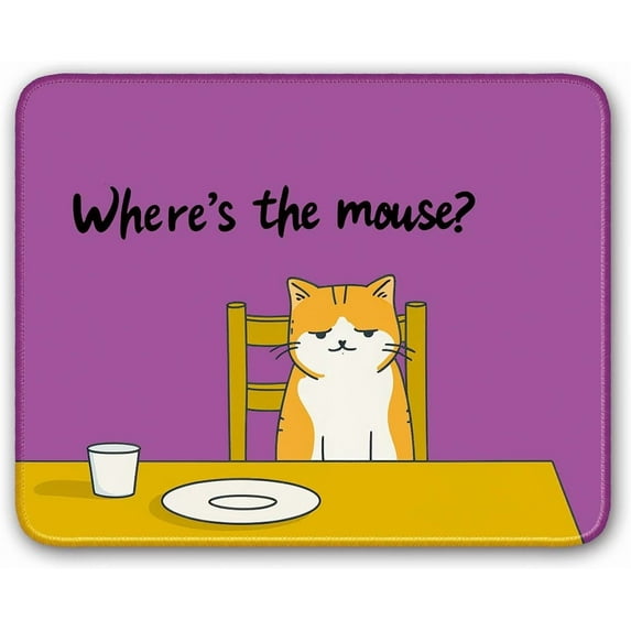 Non-Slip Mouse Pad Small Mousepad for Computer, Laptop, Gamer, Cat Pattern, Pinkish Purple, 8x10 inch