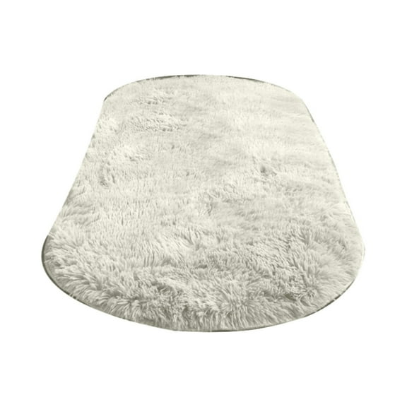 Non-Slip Oval Bedroom Mat, Soft Fluffy Area Rug for Bedroom, Tie-Dye Beige Fuzzy Shaggy Throw Rugs for Bedside, Bedroom Rug Non Shedding, Cozy Plush Shag Carpet for Living Room, 15.74x23.62 Inch