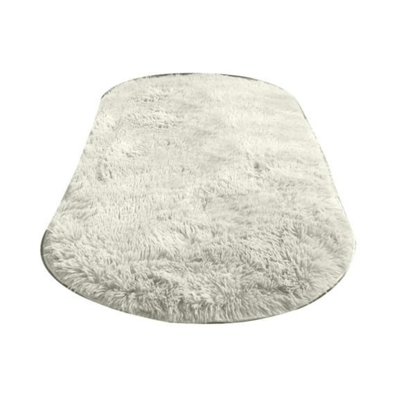 Non-Slip Oval Bedroom Mat, Soft Fluffy Area Rug for Bedroom, Tie-Dye Beige Fuzzy Shaggy Throw Rugs for Bedside, Bedroom Rug Non Shedding, Cozy Plush Shag Carpet for Living Room, 15.74x23.62 Inch