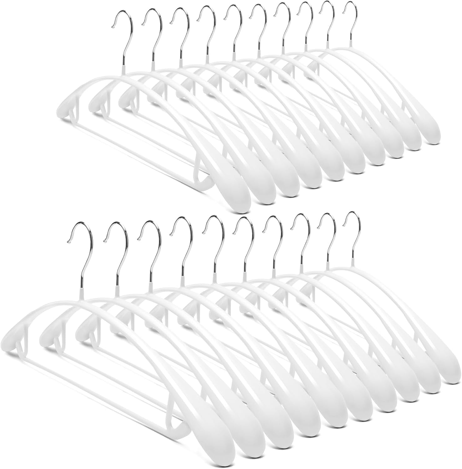 Non Slip PVC Coating Sweater and Dress Hangers, Wide Shoulder Bump Free Clothes Hangers, Black Color 20 Pack