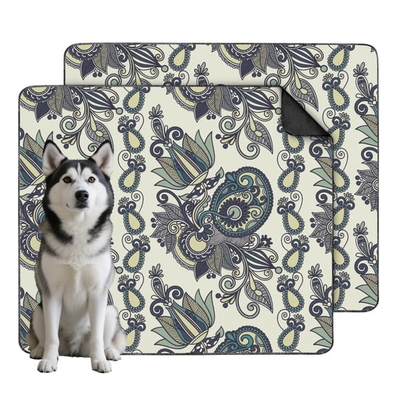 Non-Slip Paisley Dog Crate Mat, 35"x41" Washable and Reusable Pee Pad, Absorbent Liner for Pet Accidents and Protecting Your Home's Floors.
