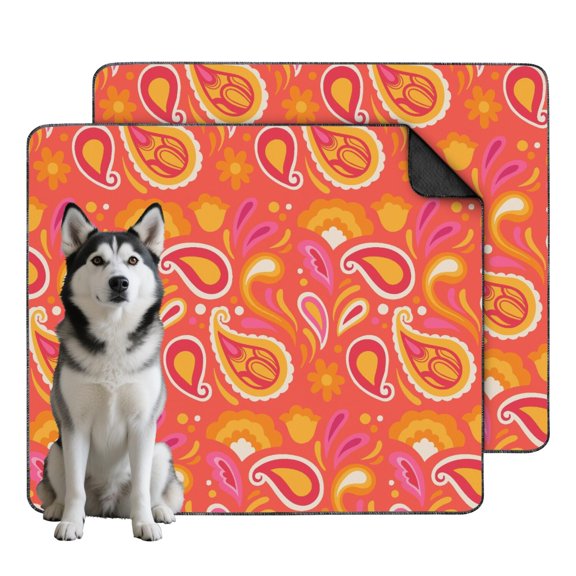 Non-Slip Paisley Dog Pee Pads, 35"x41" Reusable Potty Training Mat, Washable and Highly Absorbent for Puppies and Small to Medium Dogs.