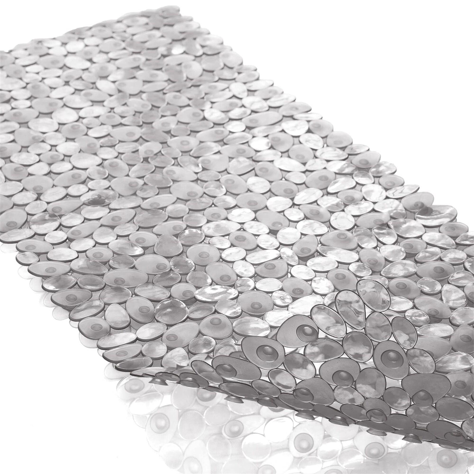 NonSlip Pebble Bath Mat Clear Grey