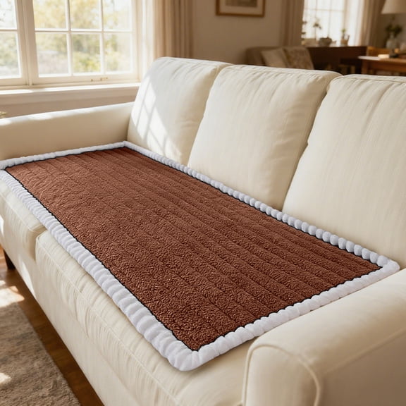 Non- Pet Couch Cover, Washable Sofa Protector with Soft Flannel&Fuzzy Sherpa Surfaces,-Resistant Dog Cat Furniture Protector for Cushions,Thick Plush Sofa Slipcover Mat for All Seasons