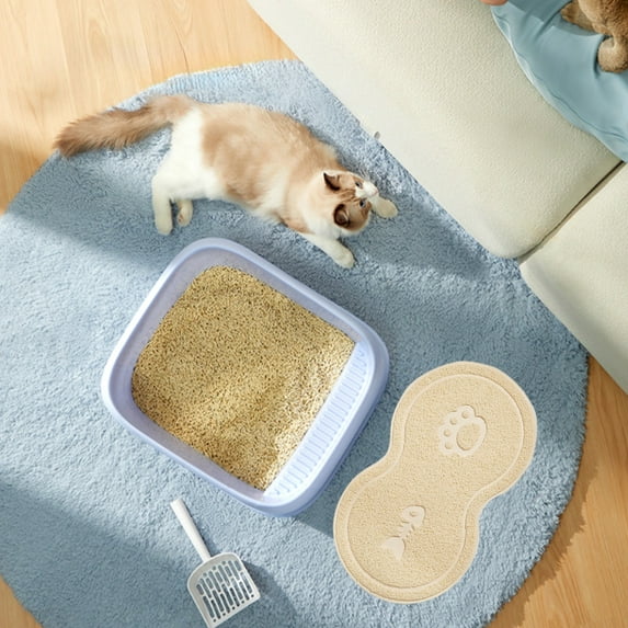 Non-Slip Pet Food Bowl Mat for Cats & Dogs - Waterproof Easy Clean Durable Feeding Mat for Floor, Litter Box, 45x26cm Anti-Spill Cat Dog Dish Tray
