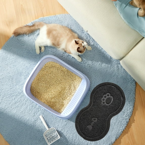 Non-Slip Pet Food Mat for Cats and Dogs | PVC Waterproof Cat Litter Tray Mat | 17.71x10.23 Inch Easy Clean Floor Protector | Includes 1 Mat in Coffee, White, or Green