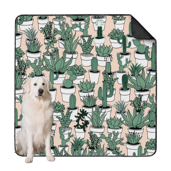 Non-Slip Pet Potty Pads for Floors, Washable and Reusable Mat with Attractive Foliage Patterns (Plant patterns, 72"x72")