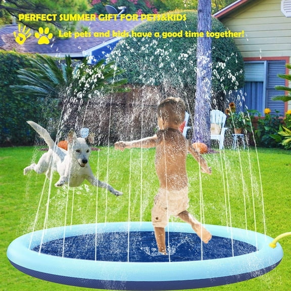 Non-Slip Pet Splash Pad for Dogs Kids, Thickened Sprinkler Wading Pool Outdoor Water Toy