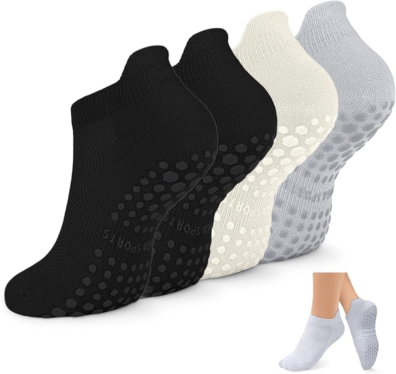 Best Pilates Socks 12 Pairs Non Slip Yoga Socks With Grips Women Anti-Skid Socks Sticky Grippers Socks For Pilates Ballet Barre Yoga, Multi Color Pilates Grip Socks
