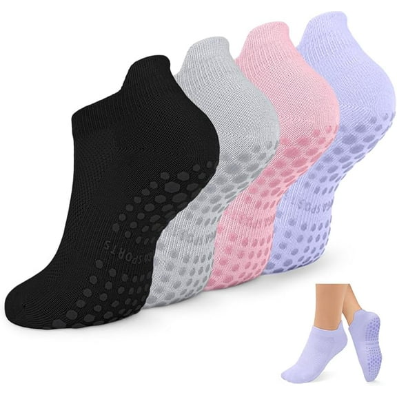 Non Slip Pilates Socks with Grips for Women, Yoga Socks For Pure Barre,Hospital, Barefoot Workout, Athletic Socks