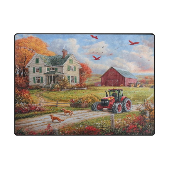 Non-Slip Polyester Rug 63x48in & 80x58in - Plush Memory Foam Floor Mat, Absorbent, Fade Resistant, Machine Washable for Living Room, Bedroom, Entryway，A Beautiful House