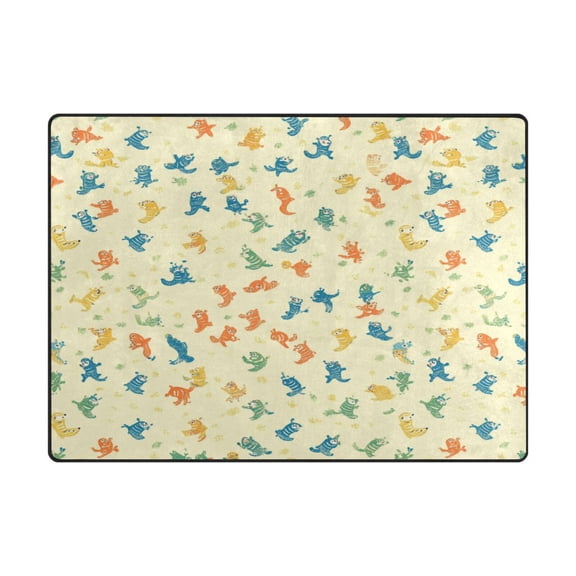 Non-Slip Polyester Rug 63x48in & 80x58in - Plush Memory Foam Floor Mat, Absorbent, Fade Resistant, Machine Washable for Living Room, Bedroom, Entryway,A Cute Cartoon