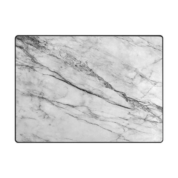 Non-Slip Polyester Rug 63x48in & 80x58in - Plush Memory Foam Floor Mat, Absorbent, Fade Resistant, Machine Washable for Living Room, Bedroom, Entryway,A White Marble