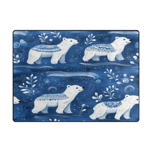 Non-Slip Polyester Rug 63x48in & 80x58in - Plush Memory Foam Floor Mat, Absorbent, Fade Resistant, Machine Washable for Living Room, Bedroom, Entryway，Bears