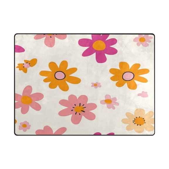 Non-Slip Polyester Rug 63x48in & 80x58in - Plush Memory Foam Floor Mat, Absorbent, Fade Resistant, Machine Washable for Living Room, Bedroom, Entryway,Colorful Cartoon