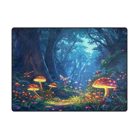Non-Slip Polyester Rug 63x48in & 80x58in - Plush Memory Foam Floor Mat, Absorbent, Fade Resistant, Machine Washable for Living Room, Bedroom, Entryway,Colorful Mushrooms