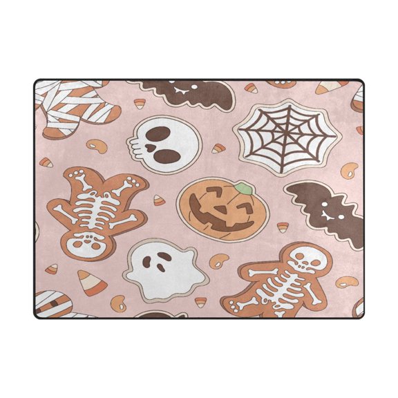 Non-Slip Polyester Rug 63x48in & 80x58in - Plush Memory Foam Floor Mat, Absorbent, Fade Resistant, Machine Washable for Living Room, Bedroom, Entryway,Cute Cookies
