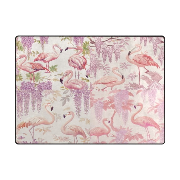 Non-Slip Polyester Rug 63x48in & 80x58in - Plush Memory Foam Floor Mat, Absorbent, Fade Resistant, Machine Washable for Living Room, Bedroom, Entryway,Flamingos and Pelicans