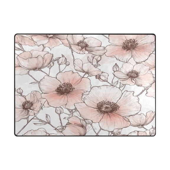 Non-Slip Polyester Rug 63x48in & 80x58in - Plush Memory Foam Floor Mat, Absorbent, Fade Resistant, Machine Washable for Living Room, Bedroom, Entryway，Floral