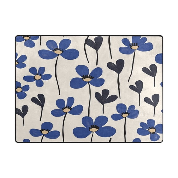 Non-Slip Polyester Rug 63x48in & 80x58in - Plush Memory Foam Floor Mat, Absorbent, Fade Resistant, Machine Washable for Living Room, Bedroom, Entryway，Floral