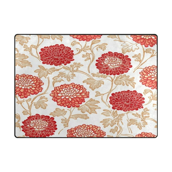 Non-Slip Polyester Rug 63x48in & 80x58in - Plush Memory Foam Floor Mat, Absorbent, Fade Resistant, Machine Washable for Living Room, Bedroom, Entryway,Flowers