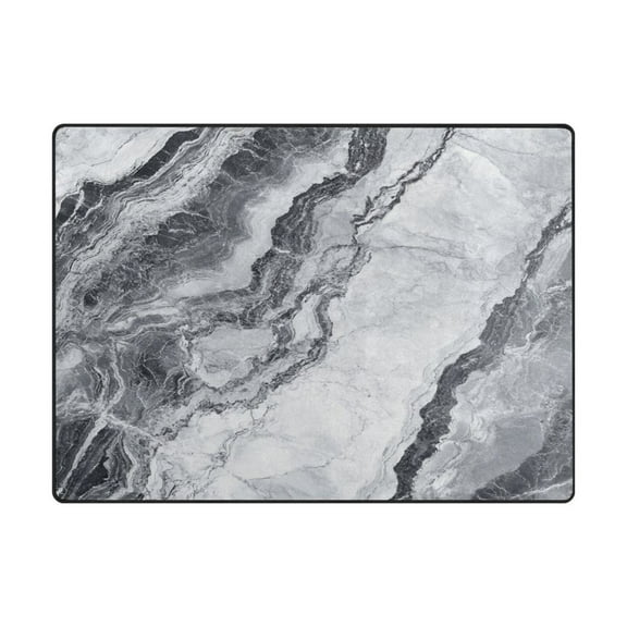 Non-Slip Polyester Rug 63x48in & 80x58in - Plush Memory Foam Floor Mat, Absorbent, Fade Resistant, Machine Washable for Living Room, Bedroom, Entryway,Gray Marble