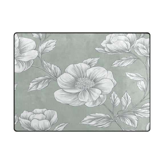 Non-Slip Polyester Rug 63x48in & 80x58in - Plush Memory Foam Floor Mat, Absorbent, Fade Resistant, Machine Washable for Living Room, Bedroom, Entryway，Gray and White Pattern