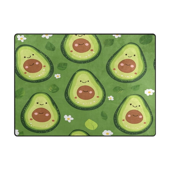 Non-Slip Polyester Rug 63x48in & 80x58in - Plush Memory Foam Floor Mat, Absorbent, Fade Resistant, Machine Washable for Living Room, Bedroom, Entryway,Green Backgr