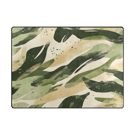 Non-Slip Polyester Rug 63x48in & 80x58in - Plush Memory Foam Floor Mat, Absorbent, Fade Resistant, Machine Washable for Living Room, Bedroom, Entryway，Green and Black Ripples