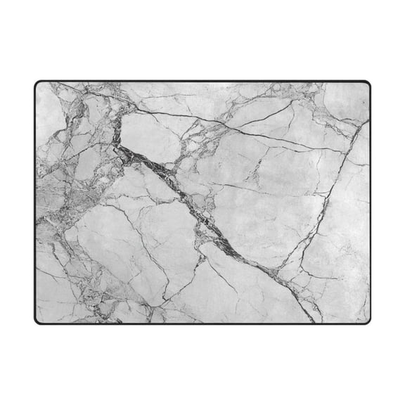 Non-Slip Polyester Rug 63x48in & 80x58in - Plush Memory Foam Floor Mat, Absorbent, Fade Resistant, Machine Washable for Living Room, Bedroom, Entryway,Grey Marble