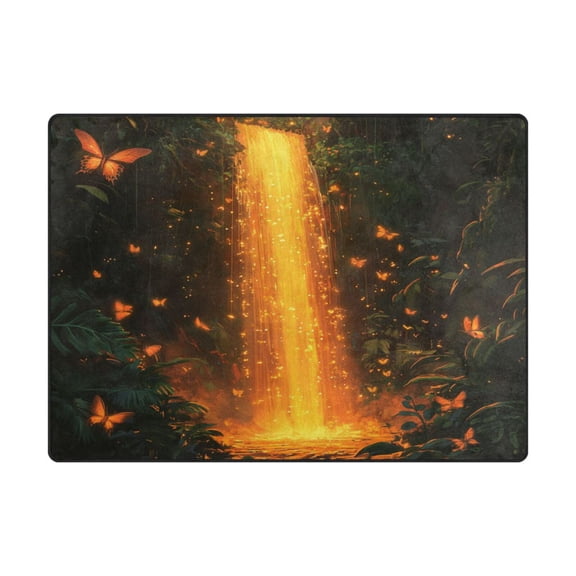 Non-Slip Polyester Rug 63x48in & 80x58in - Plush Memory Foam Floor Mat, Absorbent, Fade Resistant, Machine Washable for Living Room, Bedroom, Entryway，Jungle Canopy