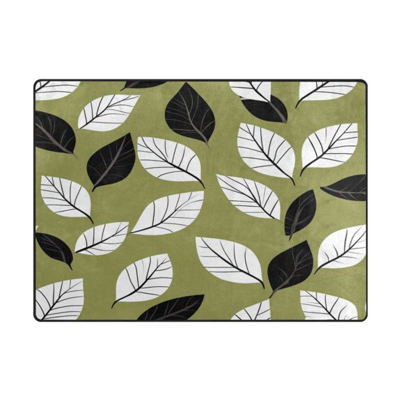 Non-Slip Polyester Rug 63x48in & 80x58in - Plush Memory Foam Floor Mat, Absorbent, Fade Resistant, Machine Washable for Living Room, Bedroom, Entryway，Leaf
