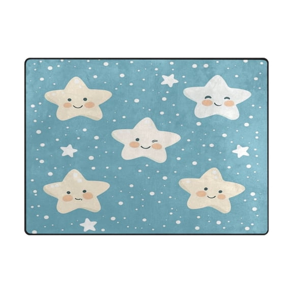 Non-Slip Polyester Rug 63x48in & 80x58in - Plush Memory Foam Floor Mat, Absorbent, Fade Resistant, Machine Washable for Living Room, Bedroom, Entryway，Little Stars