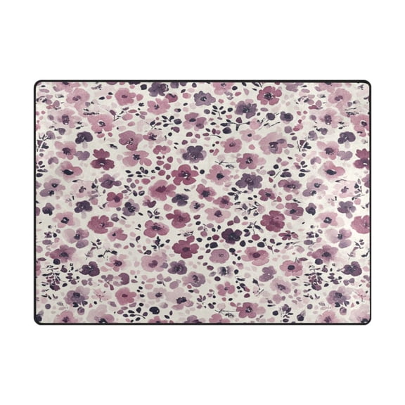 Non-Slip Polyester Rug 63x48in & 80x58in - Plush Memory Foam Floor Mat, Absorbent, Fade Resistant, Machine Washable for Living Room, Bedroom, Entryway，Pink and Dusty Rose