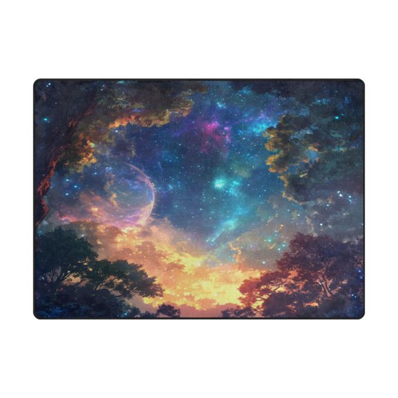 Non-Slip Polyester Rug 63x48in & 80x58in - Plush Memory Foam Floor Mat, Absorbent, Fade Resistant, Machine Washable for Living Room, Bedroom, Entryway，Starry Skys