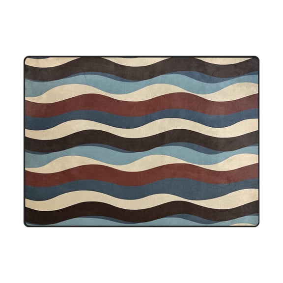 Non-Slip Polyester Rug 63x48in & 80x58in - Plush Memory Foam Floor Mat, Absorbent, Fade Resistant, Machine Washable for Living Room, Bedroom, Entryway，Wavy