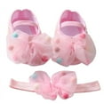 thumbnail image 1 of Non-Slip Princess Shoes Christening Crib Shoe and Headband Set for Baby Girl, 1 of 5
