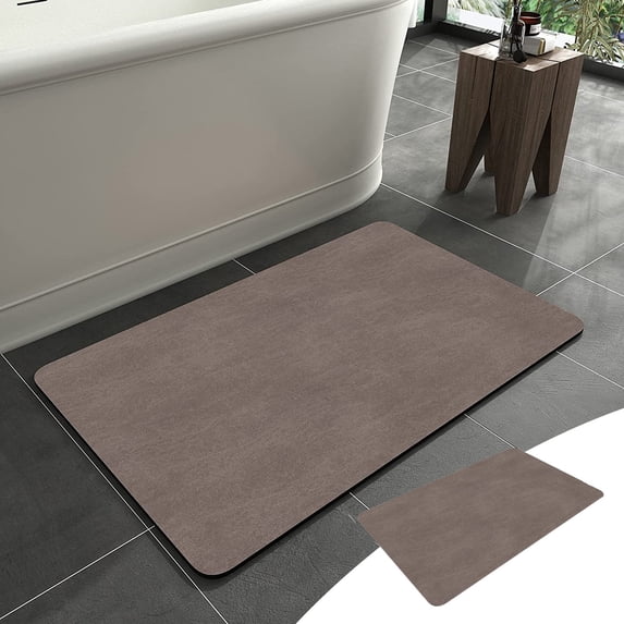 Non-Slip Quick Dry Bath Mat, Absorbent Washable Diatom Mud, Under Door Placement, For Shower Room Sink, Mud-Resistant, Home Bathroom Decor, Entryway Mat Akmoler | Brown