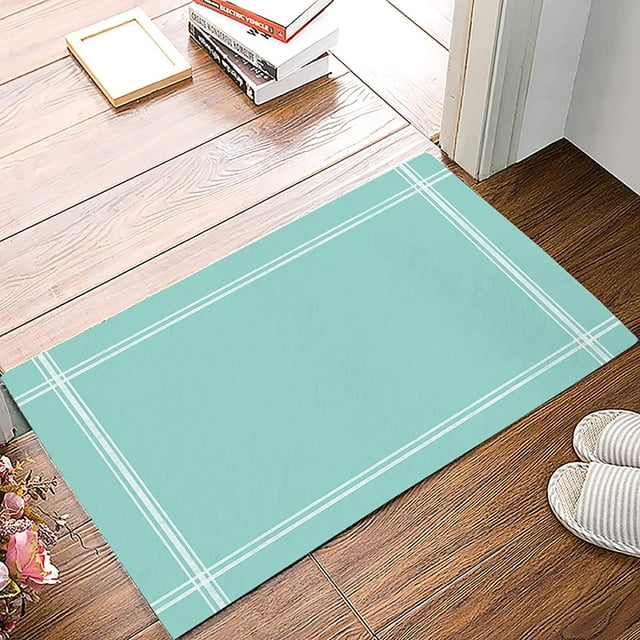 Non Slip Quick Dry Bath Mat Rug, Modern Turquoise Super Absorbent Thin