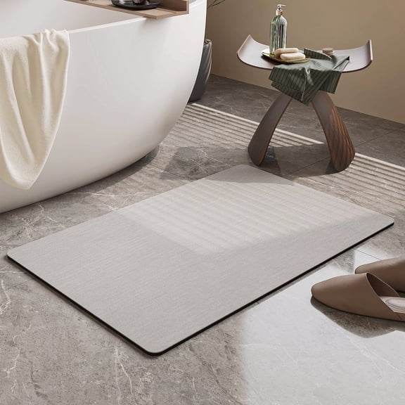Non-Slip Quick Dry Light Grey Bath Mat Rug for Bathroom Usage 16"x24