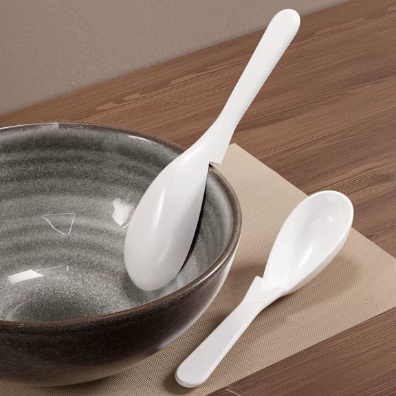 Non-Slip Ramen Spoon, Asian Soup Spoon with Notch, Food-Grade Long Handle Utensil, Dishwasher-Safe Japanese Tableware, Kitchen Spoons Set