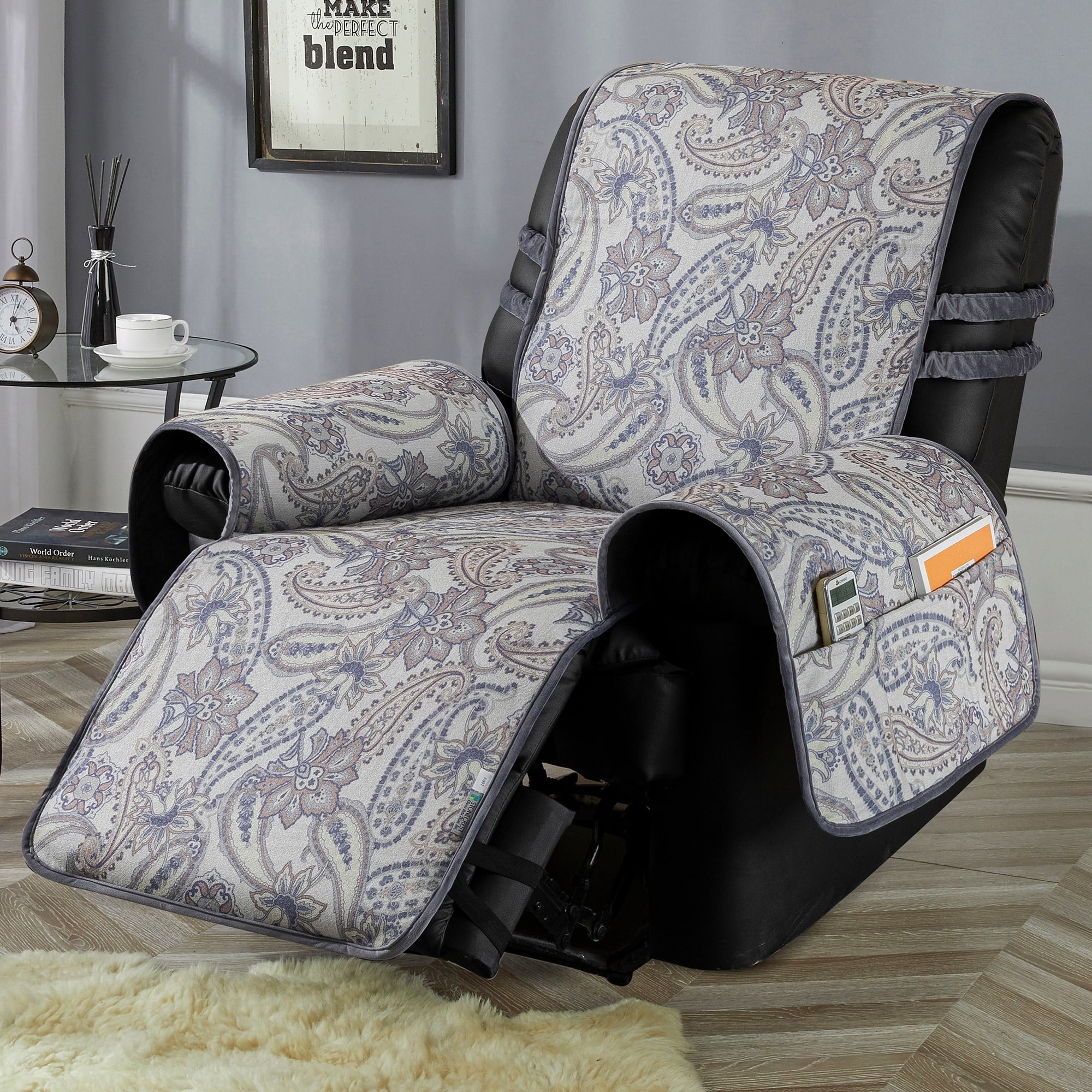 Non Slip Recliner Chair Cover Brushed Faux Linen Paisley Recliner Slipcover Recliner 23 Regular Paisley Nickel