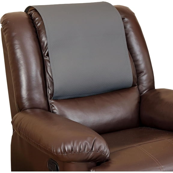 Non Slip Recliner Headrest Protector Washable Faux Leather Headrest Covers for Recliner Chair Waterproof Couch Head Rest Covers for Sofa,Furniture,Office Chair,Theater Seat (Dark Grey)