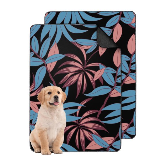Non-Slip Reusable Indoor Dog Pads, Tropical Leaf Pattern Washable Absorbent Potty Pad for Home Protection (Hawaiian plant patterns, 24" x35")