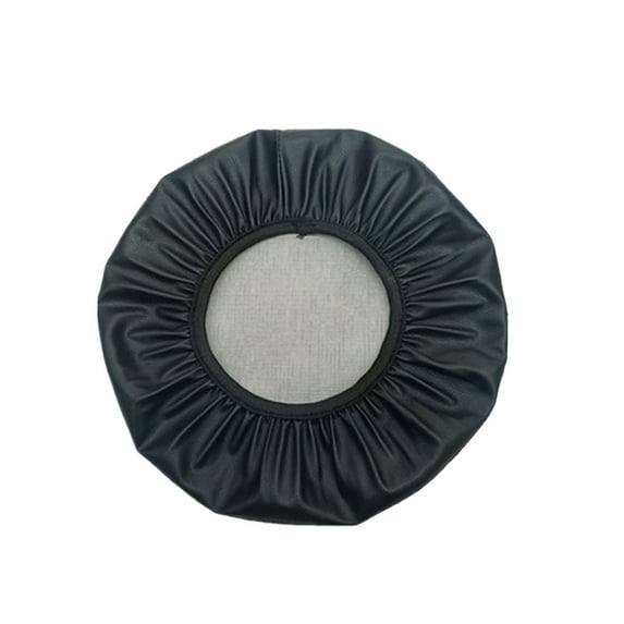 Non-Slip Round Bar Stool Covers 14x14 Inch - Waterproof Leather Seat Covers with Elastic Band | Kitchen Stool Protector for Home, Restaurant & Pub (Black)