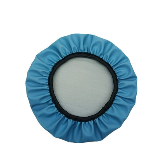 Non-Slip Round Bar Stool Covers 14x14 Inch - Waterproof Leather Seat Covers with Elastic Band | Kitchen Stool Protector for Home, Restaurant & Pub (Blue)