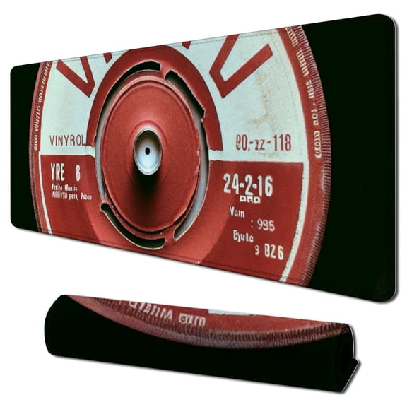 Non-Slip Round Mousepad, Vinyl Record Red Mouse Pad for Home, Office and Gaming Desk