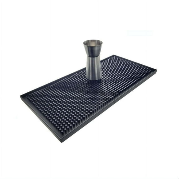 Non-Slip Rubber Bar Mat Bar Runner Glass Drip Tray Beer Drink Rail Bars Service Mat (Black,15*30cm/5.9*11.8inch)